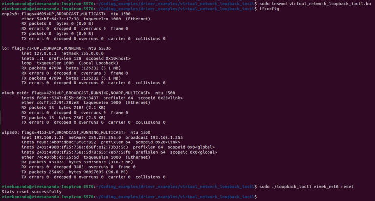 Sample application to send IOCTL to virtual loopback networking driver ...